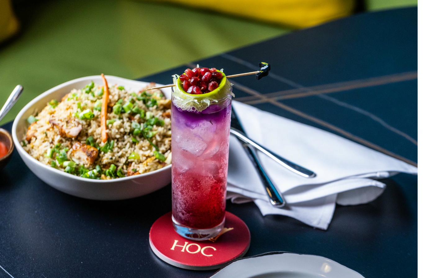 Bramble Blue cocktail Ketel One mezcal blue curacao Aruvi bar House of Chettinad